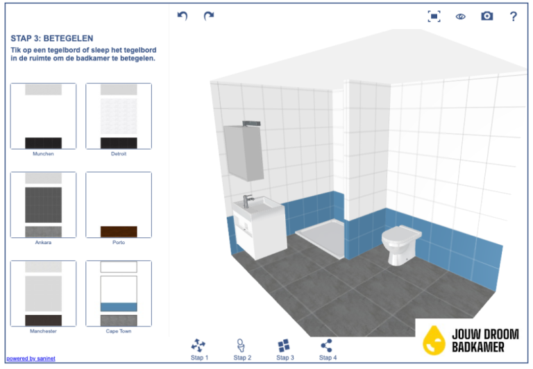 Badkamer betegelen met 3D planner